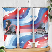 Toni Morrison Skinny Tumbler Abstract Wings Design Empowering Quote Dual Portrait Celebration of Literary Freedom - Wonder Print Shop