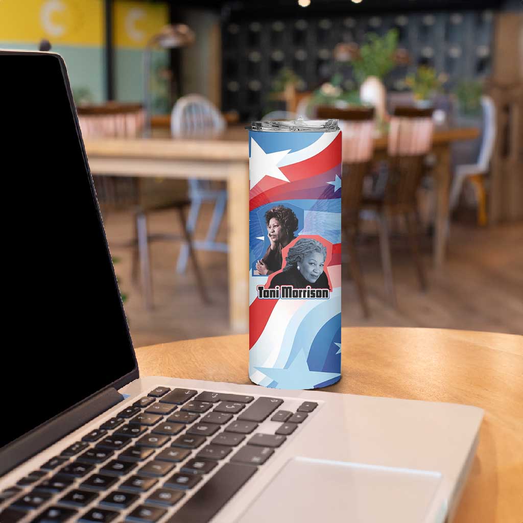 Toni Morrison Skinny Tumbler Abstract Wings Design Empowering Quote Dual Portrait Celebration of Literary Freedom - Wonder Print Shop