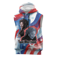 Toni Morrison Sleeveless Hoodie Abstract Wings Design Empowering Quote Dual Portrait Celebration of Literary Freedom - Wonder Print Shop