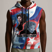 Toni Morrison Sleeveless Zip Hoodie Abstract Wings Design Empowering Quote Dual Portrait Celebration of Literary Freedom - Wonder Print Shop