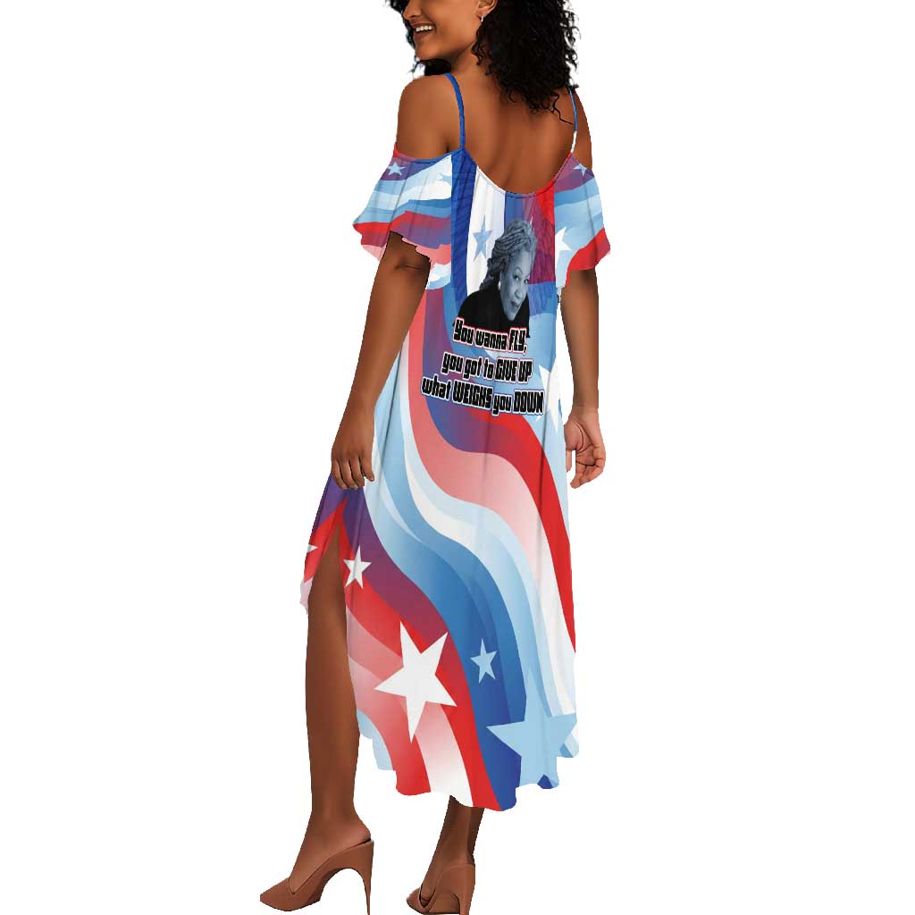 Toni Morrison Summer Maxi Dress Abstract Wings Design Empowering Quote Dual Portrait Celebration of Literary Freedom - Wonder Print Shop