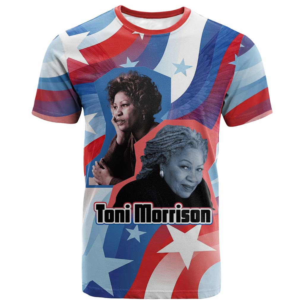 Toni Morrison T shirt Abstract Wings Design Empowering Quote Dual Portrait Celebration of Literary Freedom - Wonder Print Shop