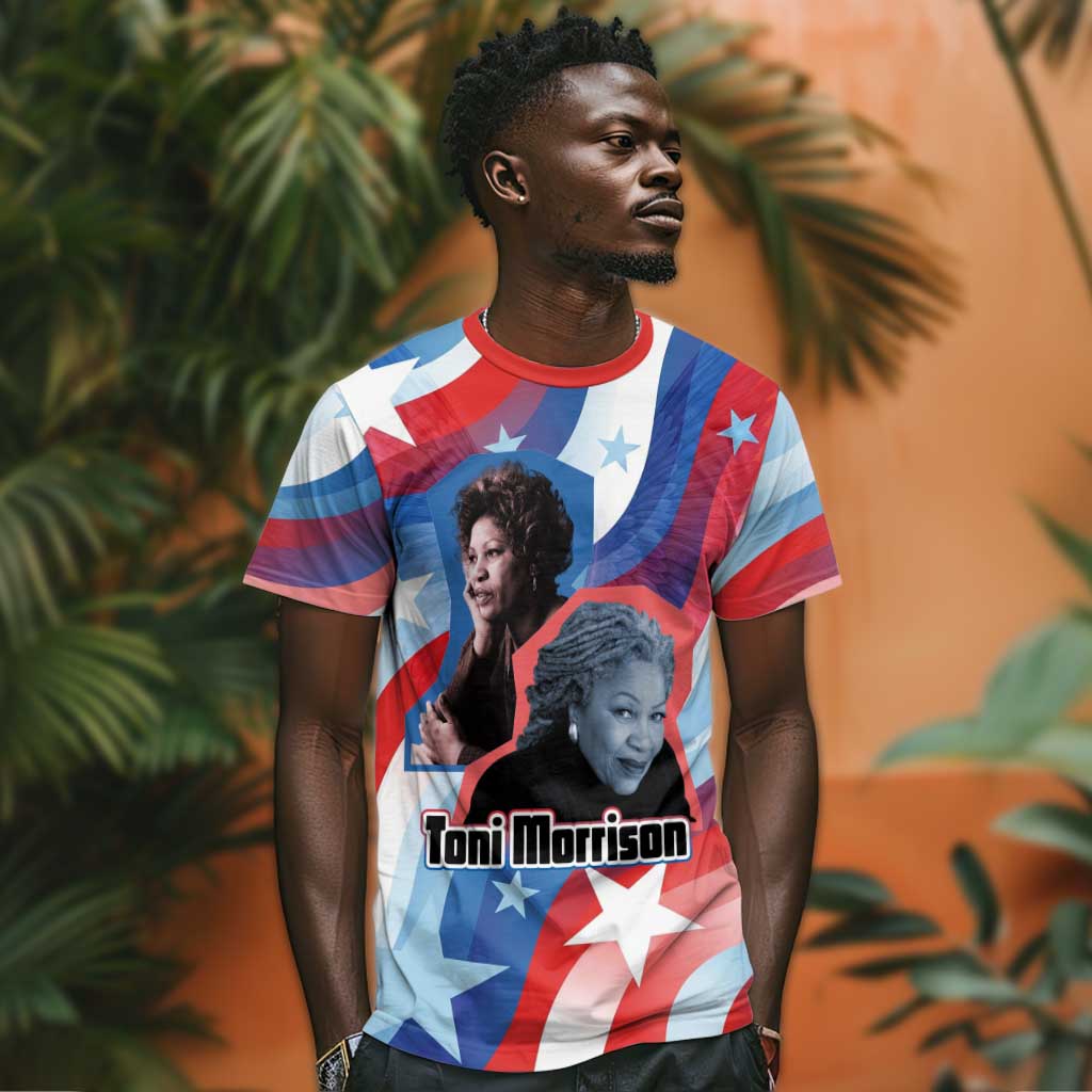 Toni Morrison T shirt Abstract Wings Design Empowering Quote Dual Portrait Celebration of Literary Freedom - Wonder Print Shop