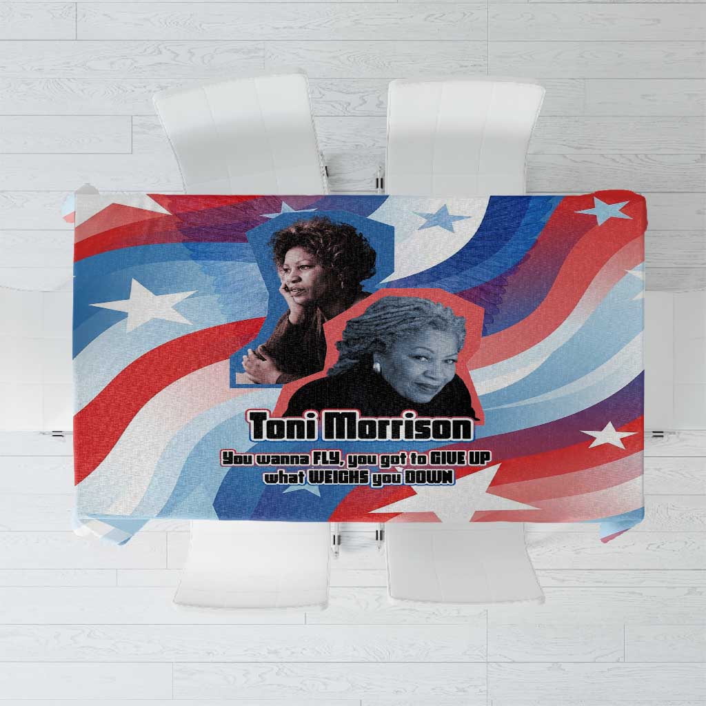 Toni Morrison Tablecloth Abstract Wings Design Empowering Quote Dual Portrait Celebration of Literary Freedom - Wonder Print Shop