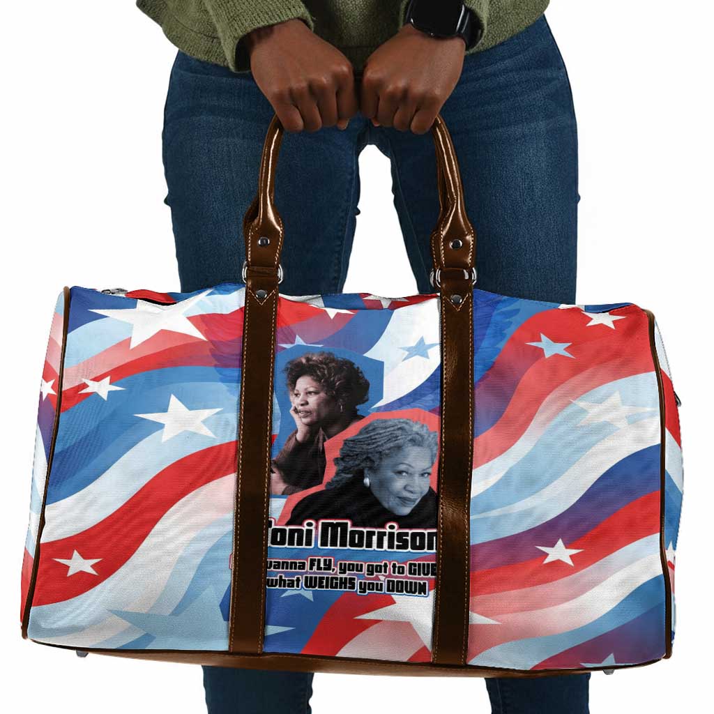 Toni Morrison Travel Bag Abstract Wings Design Empowering Quote Dual Portrait Celebration of Literary Freedom - Wonder Print Shop