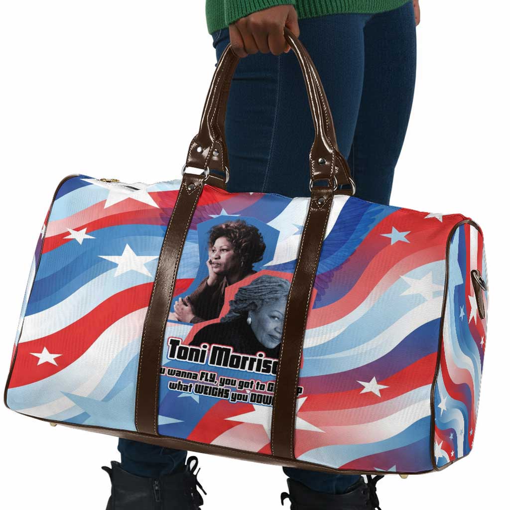 Toni Morrison Travel Bag Abstract Wings Design Empowering Quote Dual Portrait Celebration of Literary Freedom - Wonder Print Shop