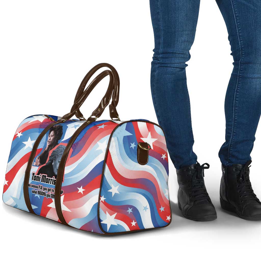 Toni Morrison Travel Bag Abstract Wings Design Empowering Quote Dual Portrait Celebration of Literary Freedom - Wonder Print Shop
