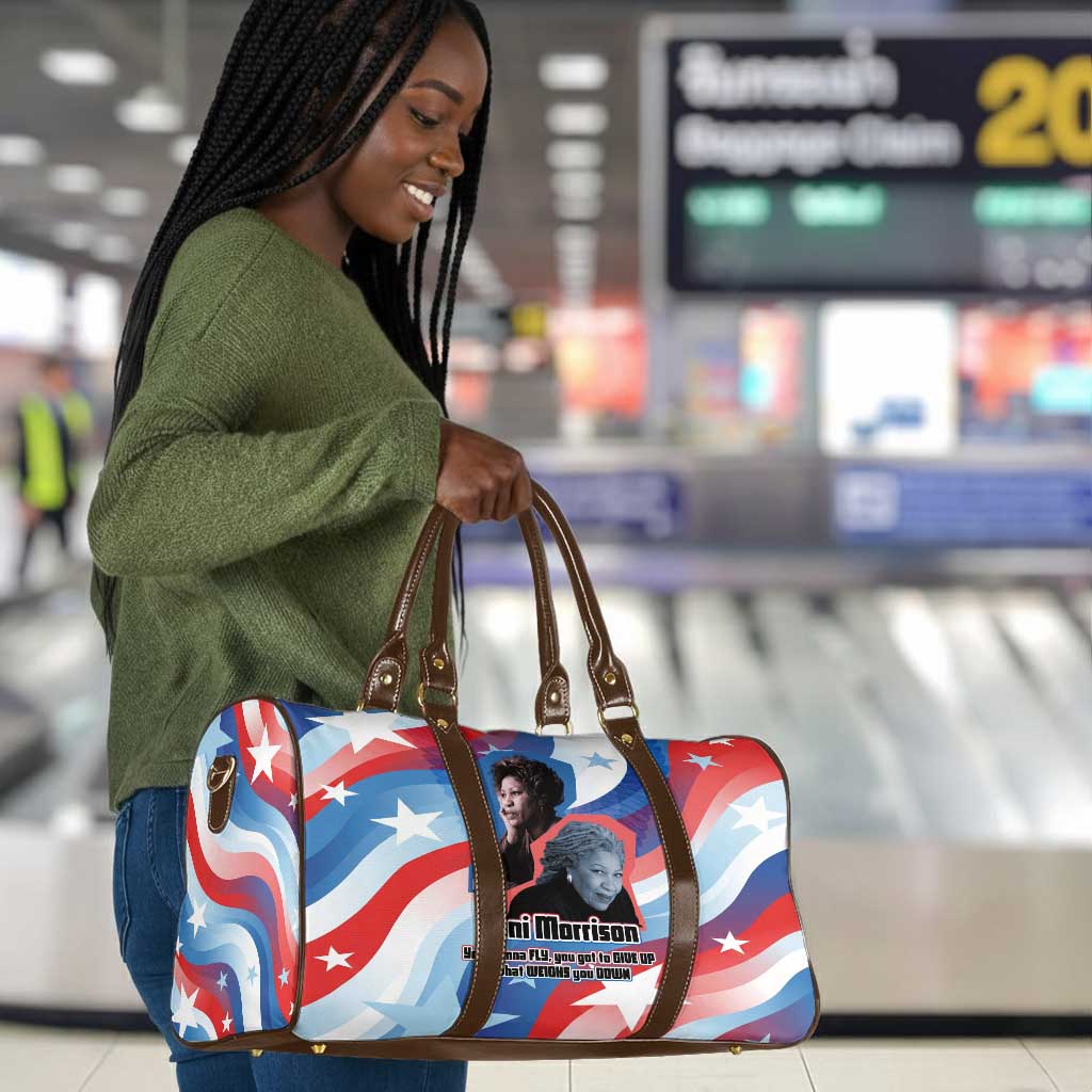Toni Morrison Travel Bag Abstract Wings Design Empowering Quote Dual Portrait Celebration of Literary Freedom - Wonder Print Shop
