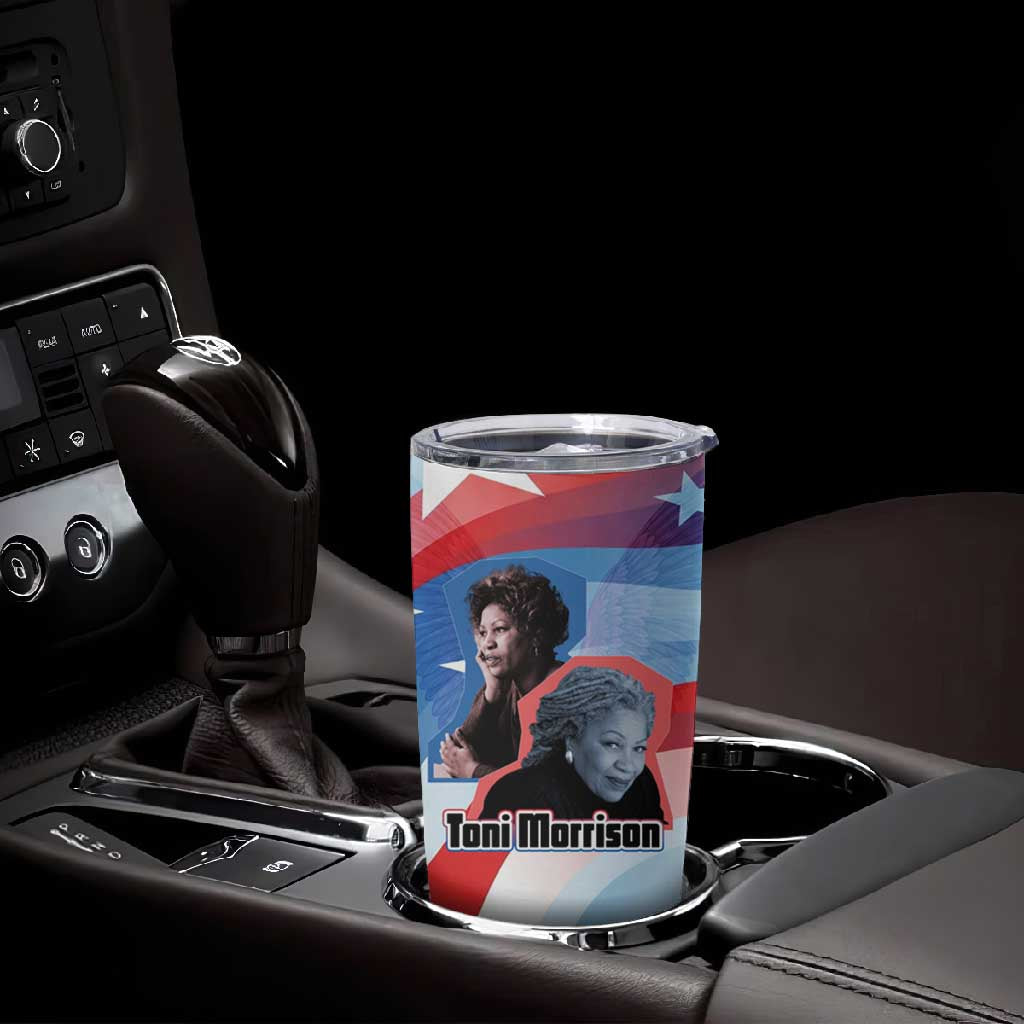 Toni Morrison Tumbler Cup Abstract Wings Design Empowering Quote Dual Portrait Celebration of Literary Freedom - Wonder Print Shop