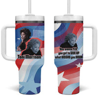 Toni Morrison Tumbler With Handle Abstract Wings Design Empowering Quote Dual Portrait Celebration of Literary Freedom - Wonder Print Shop