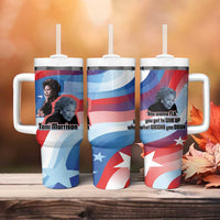 Toni Morrison Tumbler With Handle Abstract Wings Design Empowering Quote Dual Portrait Celebration of Literary Freedom - Wonder Print Shop