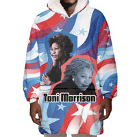 Toni Morrison Wearable Blanket Hoodie Abstract Wings Design Empowering Quote Dual Portrait Celebration of Literary Freedom - Wonder Print Shop