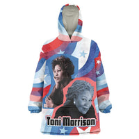 Toni Morrison Wearable Blanket Hoodie Abstract Wings Design Empowering Quote Dual Portrait Celebration of Literary Freedom - Wonder Print Shop