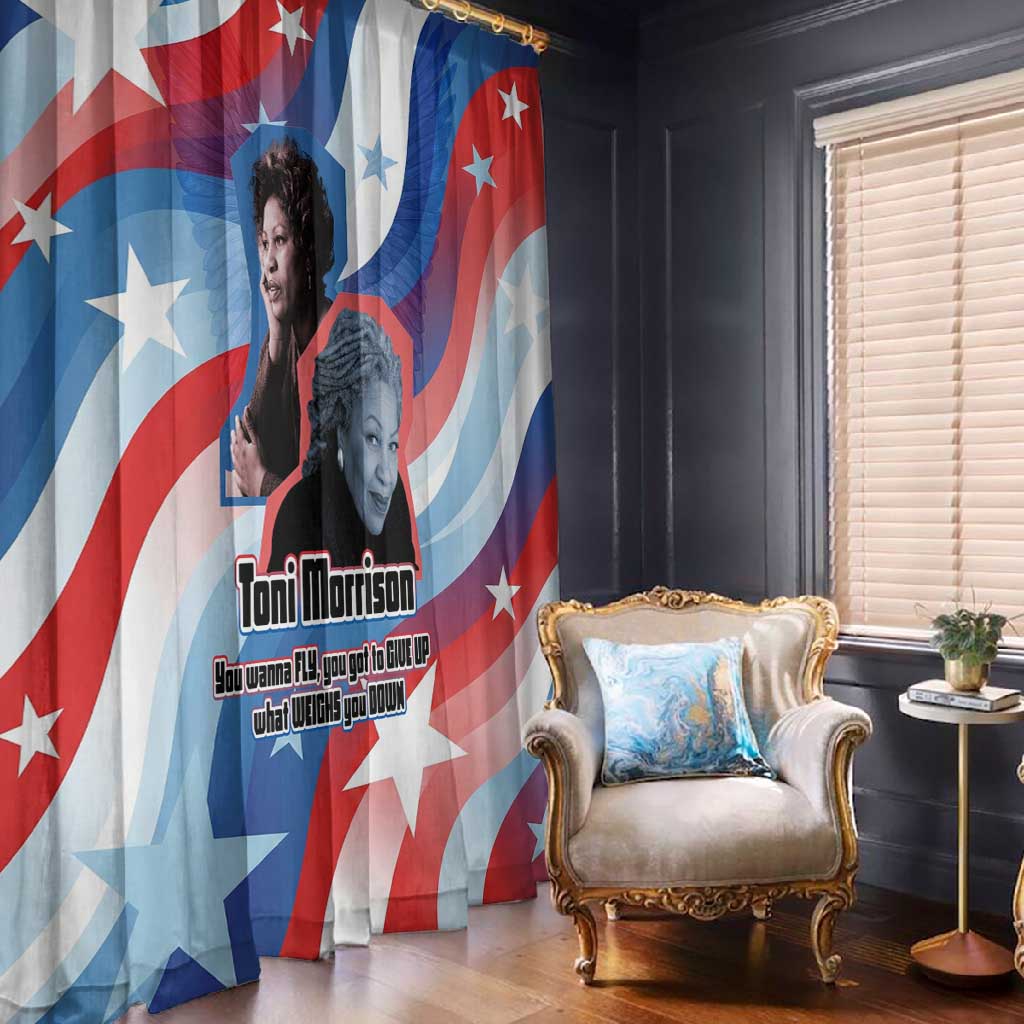 Toni Morrison Window Curtain Abstract Wings Design Empowering Quote Dual Portrait Celebration of Literary Freedom - Wonder Print Shop