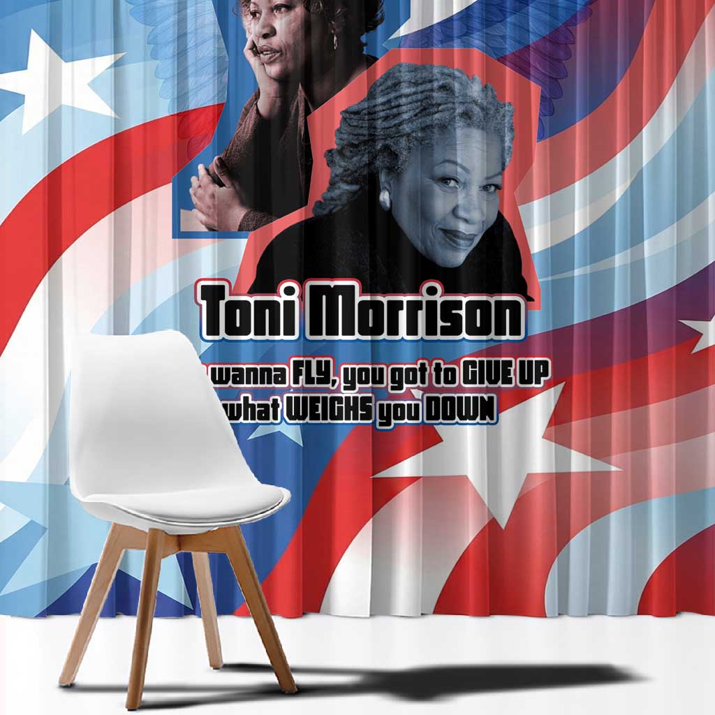 Toni Morrison Window Curtain Abstract Wings Design Empowering Quote Dual Portrait Celebration of Literary Freedom - Wonder Print Shop