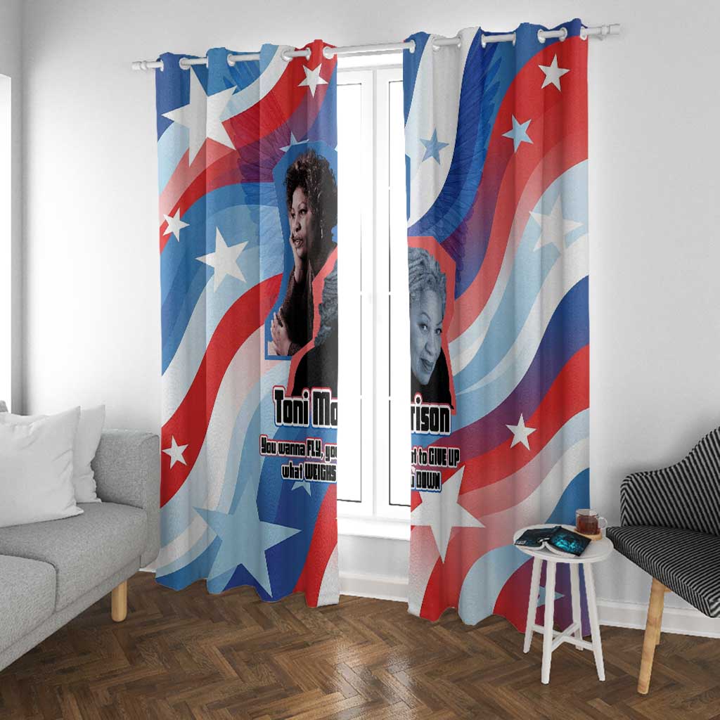Toni Morrison Window Curtain Abstract Wings Design Empowering Quote Dual Portrait Celebration of Literary Freedom - Wonder Print Shop