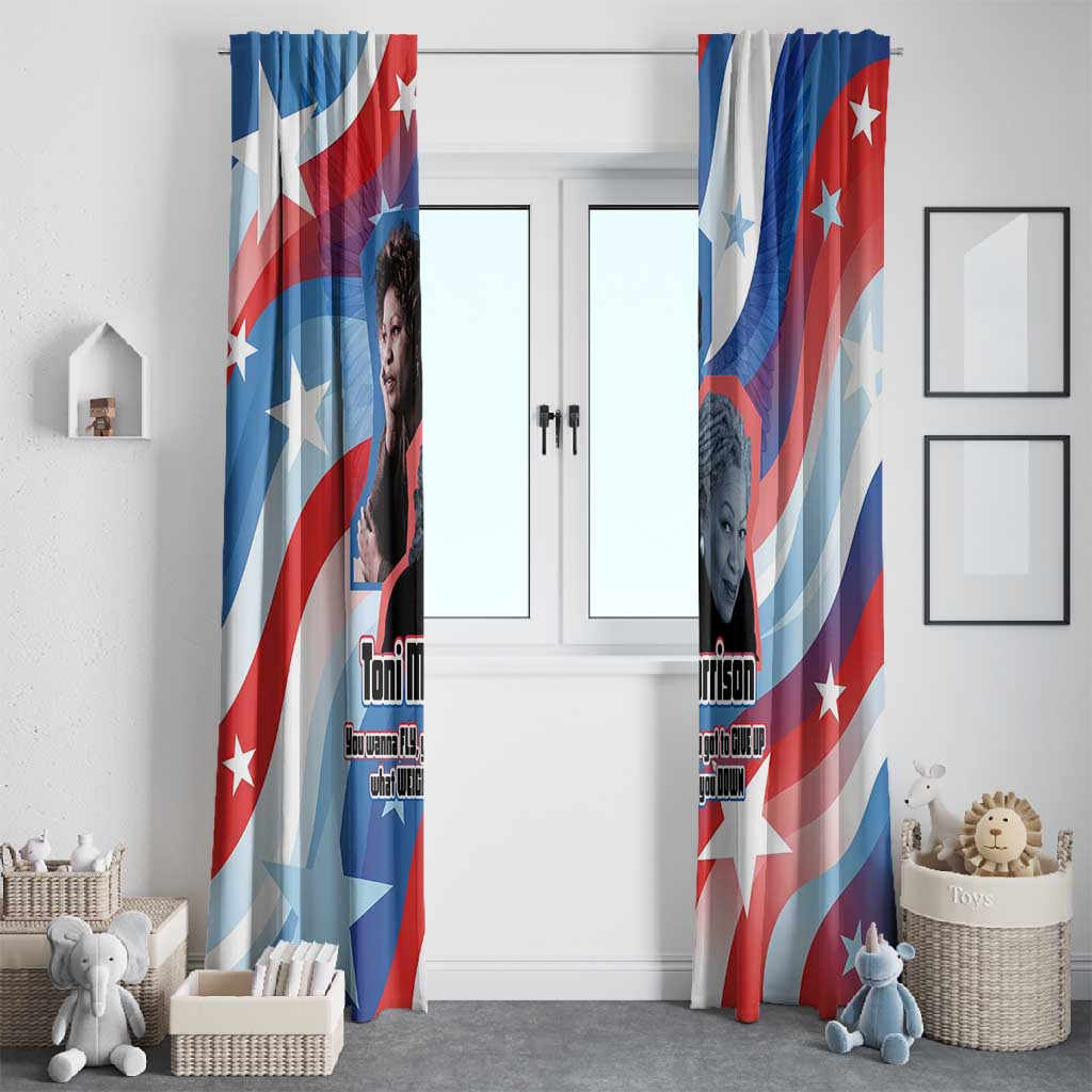 Toni Morrison Window Curtain Abstract Wings Design Empowering Quote Dual Portrait Celebration of Literary Freedom - Wonder Print Shop