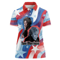 Toni Morrison Women Polo Shirt Abstract Wings Design Empowering Quote Dual Portrait Celebration of Literary Freedom - Wonder Print Shop