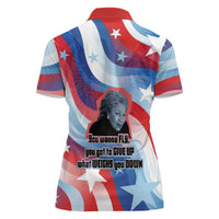 Toni Morrison Women Polo Shirt Abstract Wings Design Empowering Quote Dual Portrait Celebration of Literary Freedom - Wonder Print Shop