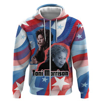 Toni Morrison Zip Hoodie Abstract Wings Design Empowering Quote Dual Portrait Celebration of Literary Freedom - Wonder Print Shop