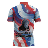 Toni Morrison Zipper Polo Shirt Abstract Wings Design Empowering Quote Dual Portrait Celebration of Literary Freedom - Wonder Print Shop