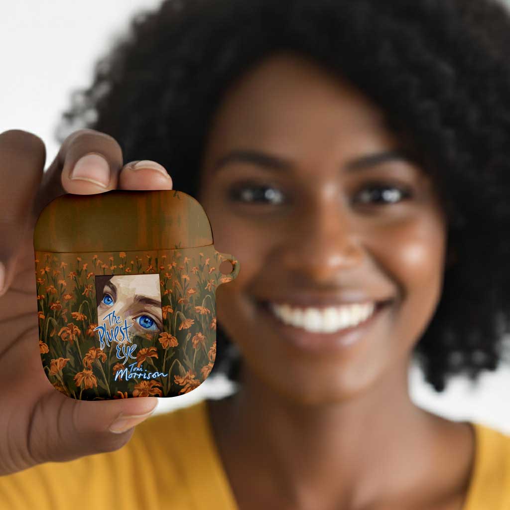 Toni Morrison AirPods Case Floral Themed Design Featuring The Bluest Eye Cover Art Thought-Provoking Quote - Wonder Print Shop