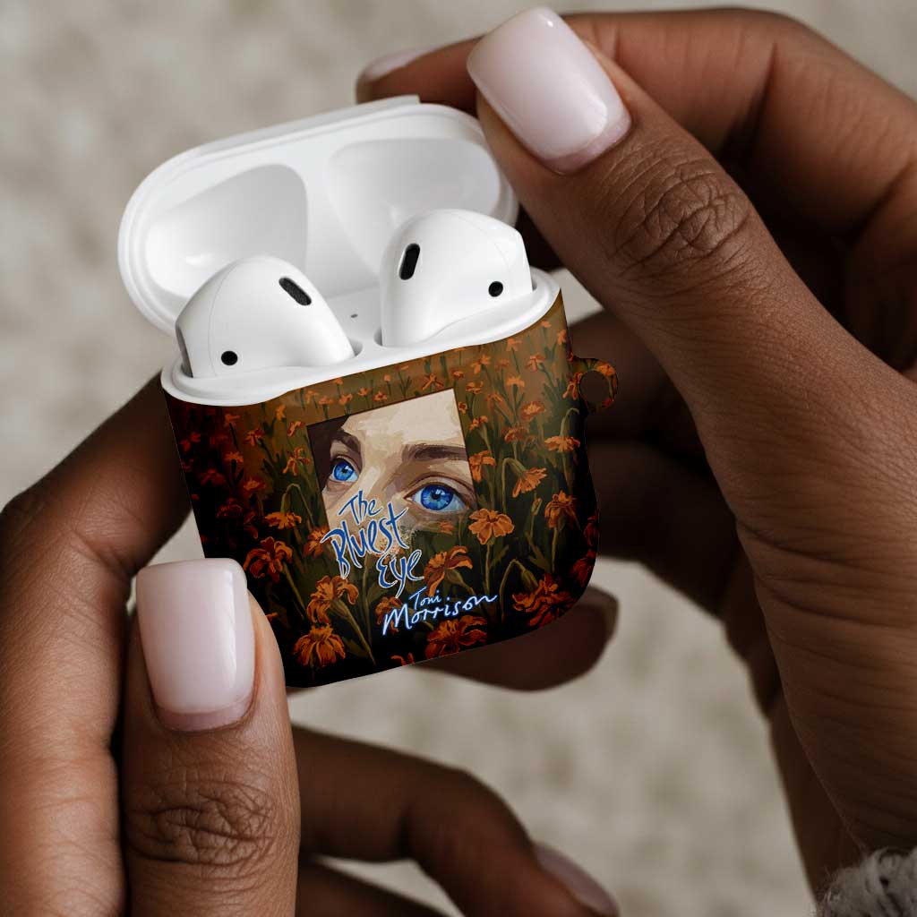 Toni Morrison AirPods Case Floral Themed Design Featuring The Bluest Eye Cover Art Thought-Provoking Quote - Wonder Print Shop
