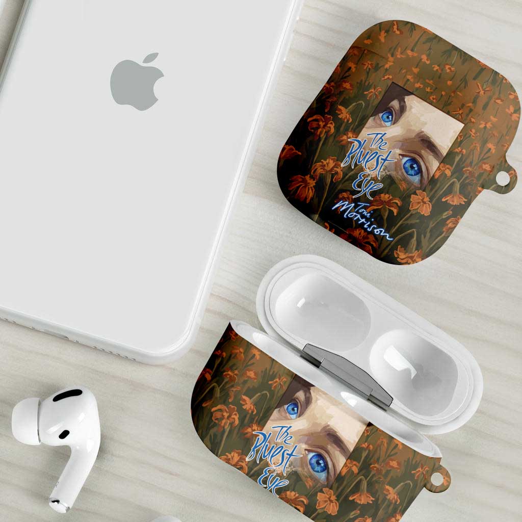 Toni Morrison AirPods Case Floral Themed Design Featuring The Bluest Eye Cover Art Thought-Provoking Quote - Wonder Print Shop