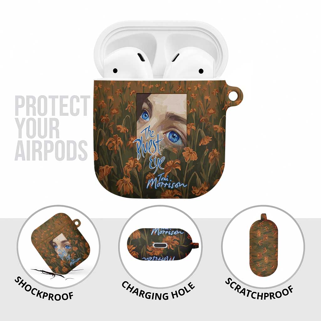 Toni Morrison AirPods Case Floral Themed Design Featuring The Bluest Eye Cover Art Thought-Provoking Quote - Wonder Print Shop
