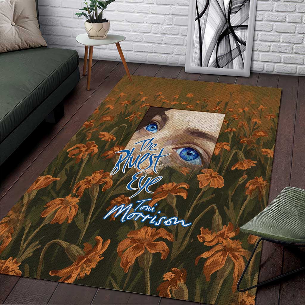 Toni Morrison Area Rug Floral Themed Design Featuring The Bluest Eye Cover Art Thought-Provoking Quote - Wonder Print Shop