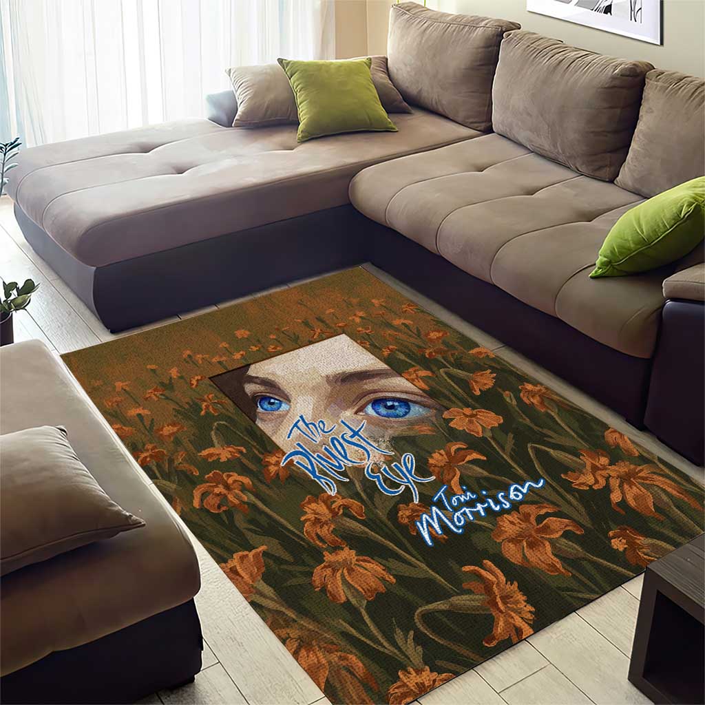Toni Morrison Area Rug Floral Themed Design Featuring The Bluest Eye Cover Art Thought-Provoking Quote - Wonder Print Shop