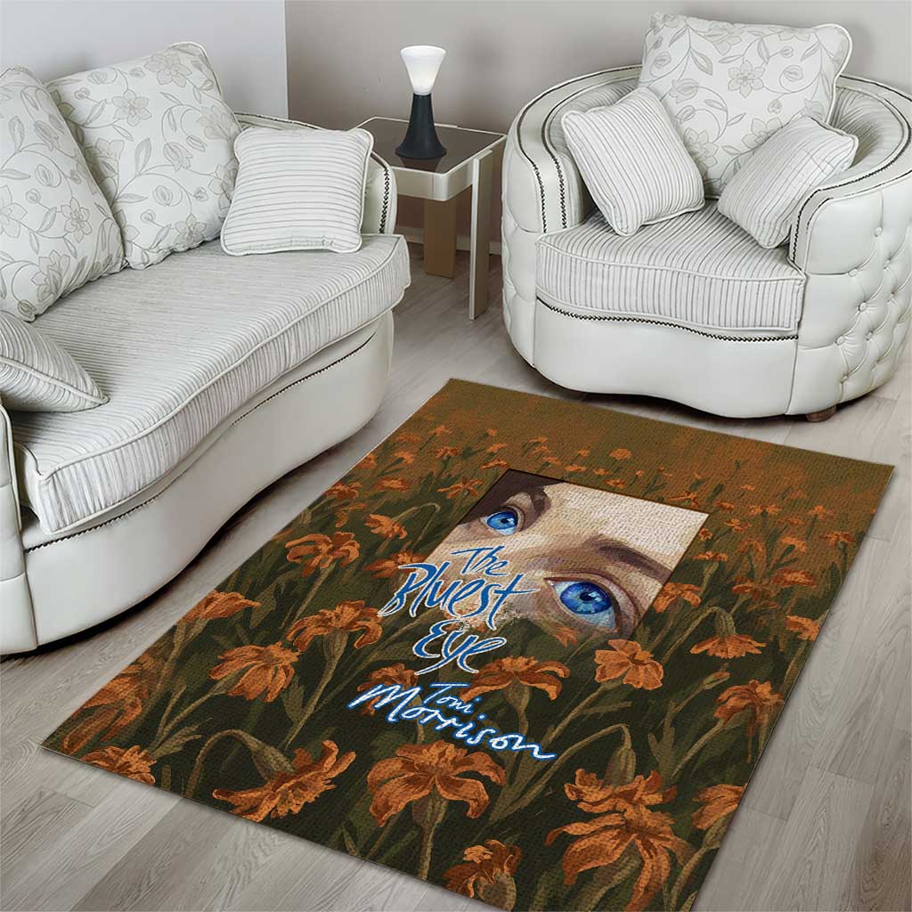 Toni Morrison Area Rug Floral Themed Design Featuring The Bluest Eye Cover Art Thought-Provoking Quote - Wonder Print Shop