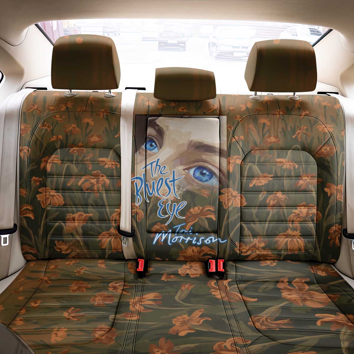 Toni Morrison Back Car Seat Cover Floral Themed Design Featuring The Bluest Eye Cover Art Thought-Provoking Quote - Wonder Print Shop