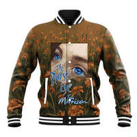 Toni Morrison Baseball Jacket Floral Themed Design Featuring The Bluest Eye Cover Art Thought-Provoking Quote - Wonder Print Shop