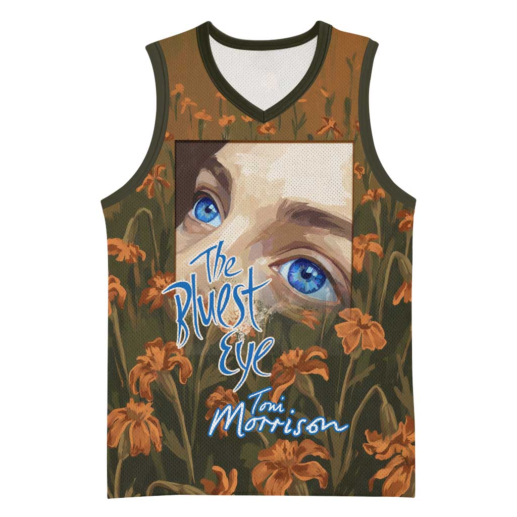 Toni Morrison Basketball Jersey Floral Themed Design Featuring The Bluest Eye Cover Art Thought-Provoking Quote - Wonder Print Shop