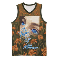 Toni Morrison Basketball Jersey Floral Themed Design Featuring The Bluest Eye Cover Art Thought-Provoking Quote - Wonder Print Shop