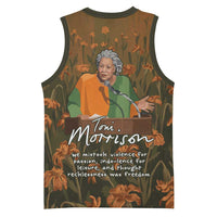 Toni Morrison Basketball Jersey Floral Themed Design Featuring The Bluest Eye Cover Art Thought-Provoking Quote - Wonder Print Shop