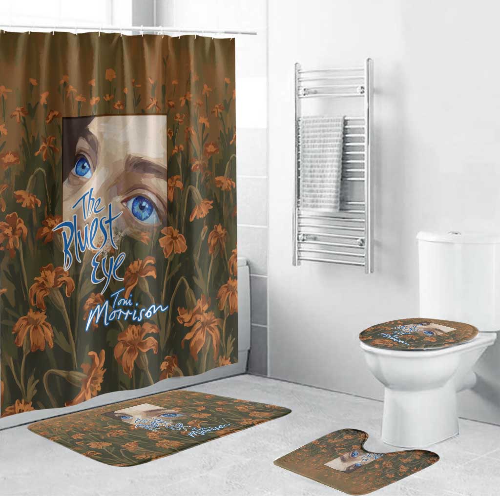 Toni Morrison Bathroom Set Floral Themed Design Featuring The Bluest Eye Cover Art Thought-Provoking Quote - Wonder Print Shop