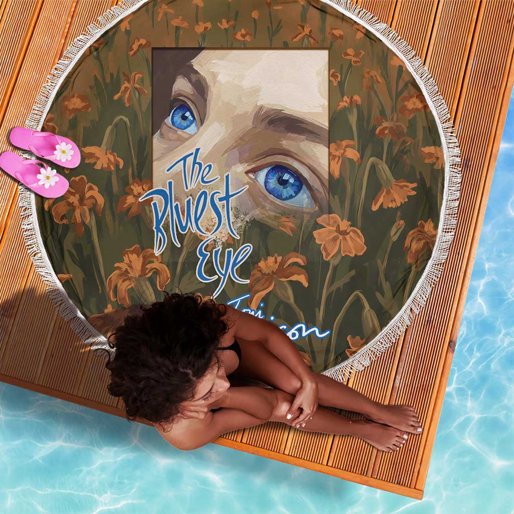 Toni Morrison Beach Blanket Floral Themed Design Featuring The Bluest Eye Cover Art Thought-Provoking Quote - Wonder Print Shop