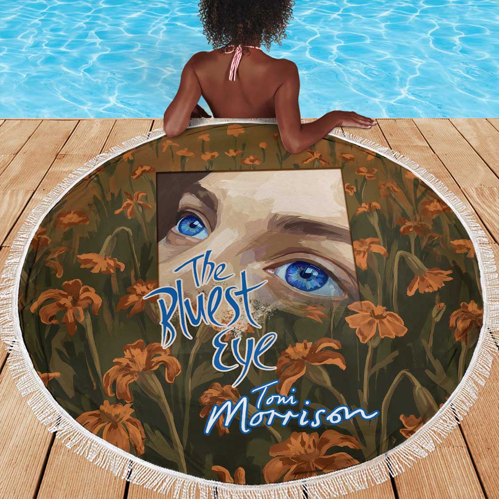 Toni Morrison Beach Blanket Floral Themed Design Featuring The Bluest Eye Cover Art Thought-Provoking Quote - Wonder Print Shop