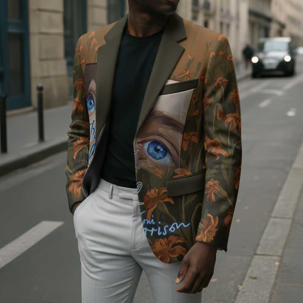 Toni Morrison Blazer Floral Themed Design Featuring The Bluest Eye Cover Art Thought-Provoking Quote - Wonder Print Shop