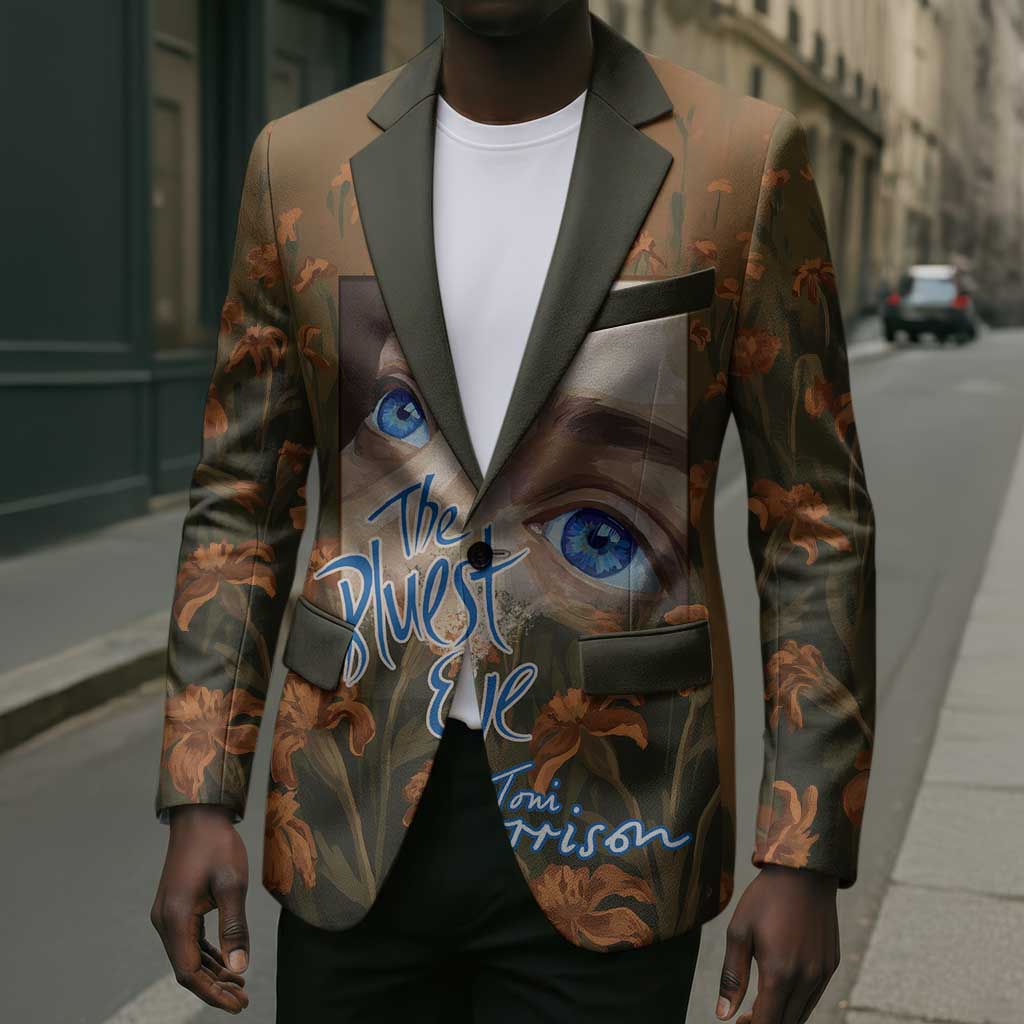 Toni Morrison Blazer Floral Themed Design Featuring The Bluest Eye Cover Art Thought-Provoking Quote - Wonder Print Shop