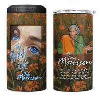 Toni Morrison 4 in 1 Can Cooler Tumbler Floral Themed Design Featuring The Bluest Eye Cover Art Thought-Provoking Quote - Wonder Print Shop