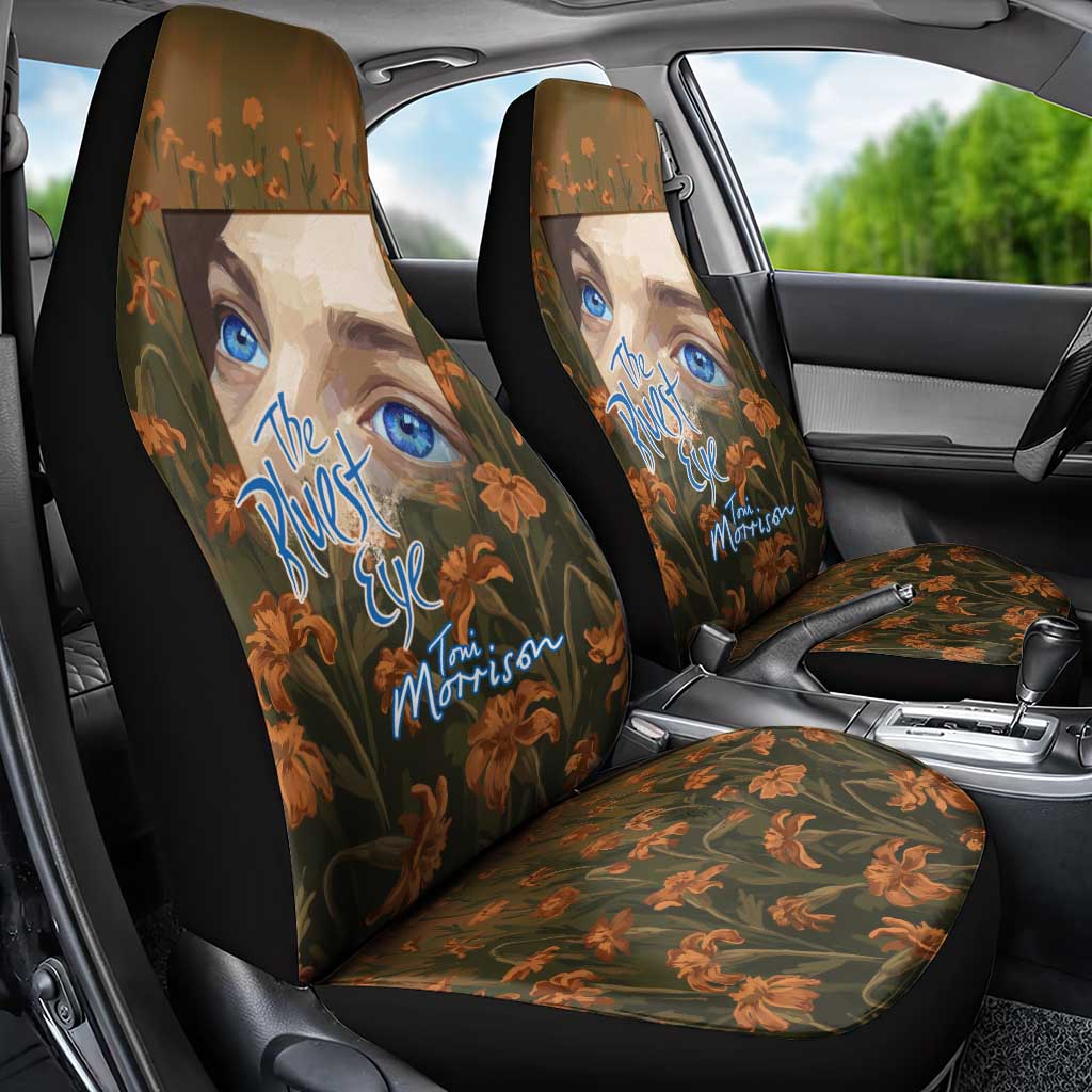 Toni Morrison Car Seat Cover Floral Themed Design Featuring The Bluest Eye Cover Art Thought-Provoking Quote - Wonder Print Shop
