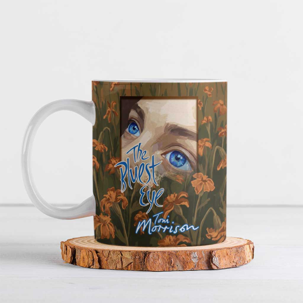 Toni Morrison Ceramic Mug Floral Themed Design Featuring The Bluest Eye Cover Art Thought-Provoking Quote - Wonder Print Shop