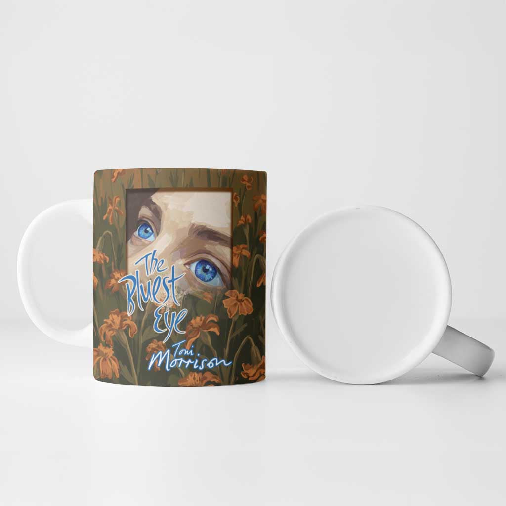 Toni Morrison Ceramic Mug Floral Themed Design Featuring The Bluest Eye Cover Art Thought-Provoking Quote - Wonder Print Shop