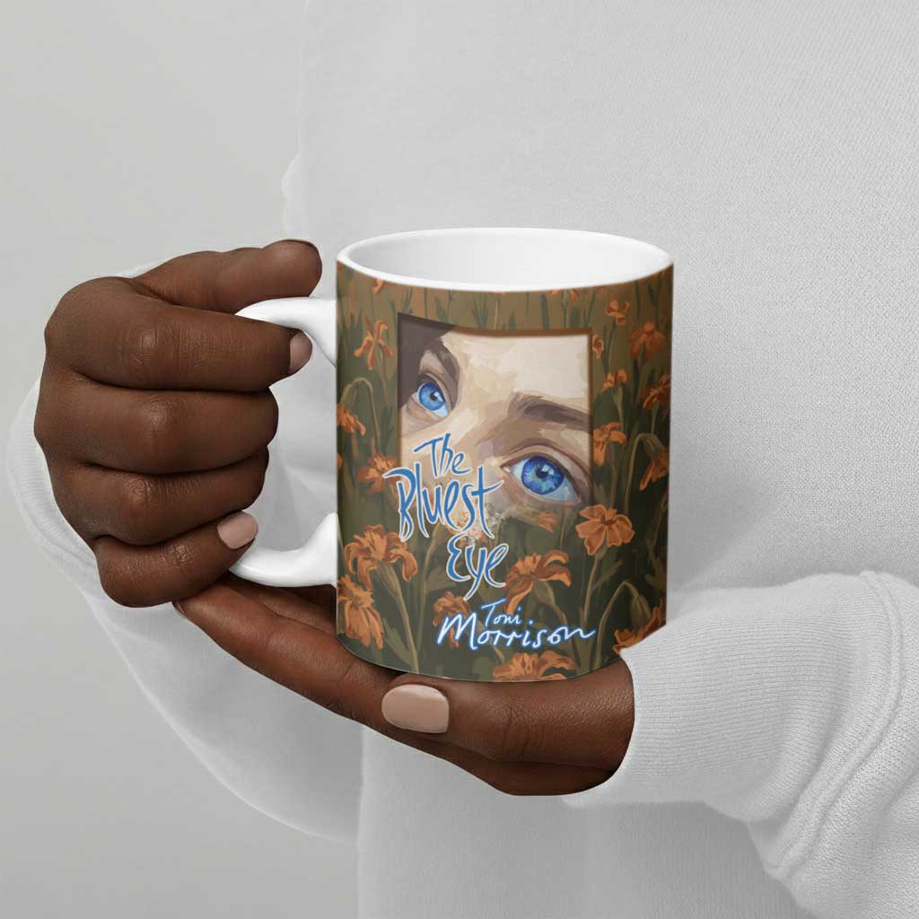 Toni Morrison Ceramic Mug Floral Themed Design Featuring The Bluest Eye Cover Art Thought-Provoking Quote - Wonder Print Shop