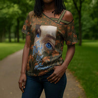 Toni Morrison Cross Shoulder Shirt Floral Themed Design Featuring The Bluest Eye Cover Art Thought-Provoking Quote - Wonder Print Shop