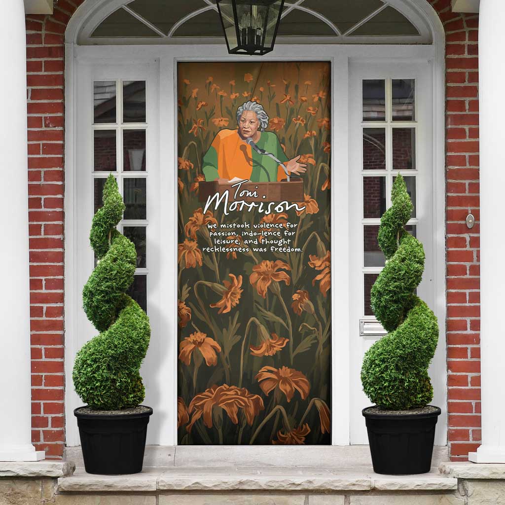 Toni Morrison Door Cover Floral Themed Design Featuring The Bluest Eye Cover Art Thought-Provoking Quote - Wonder Print Shop
