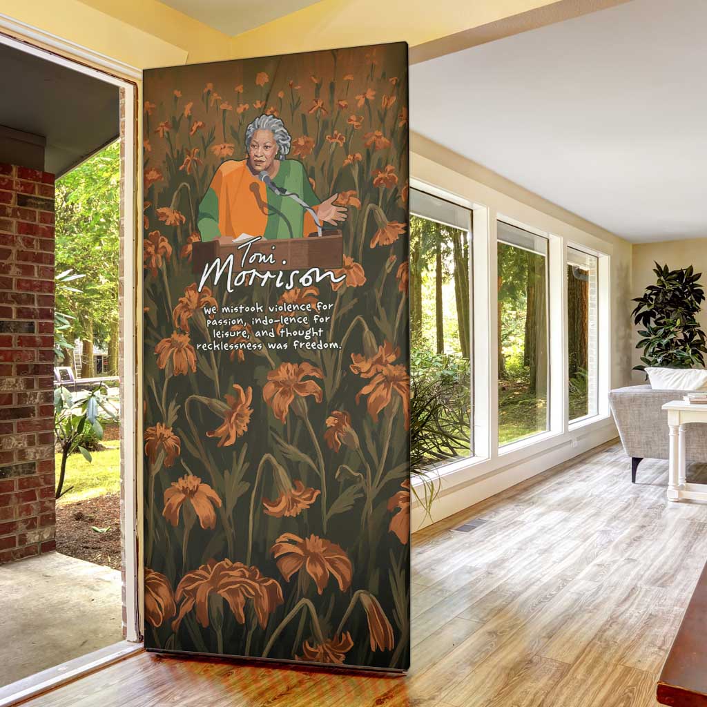 Toni Morrison Door Cover Floral Themed Design Featuring The Bluest Eye Cover Art Thought-Provoking Quote - Wonder Print Shop